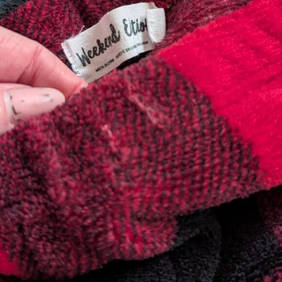 Weekend Edition - Pajama Pants Lounge Fluffy Buffalo Check Red & Green 2 pairs - Picture 9 of 13